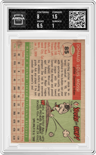 Don Mossi from the 1955 Topps set graded by Arena Club.