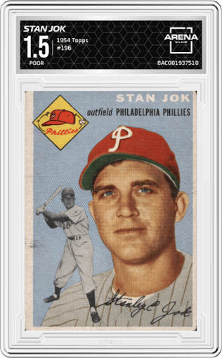 Stan Jok from the 1954 Topps set graded by Arena Club and given an overall grade of 1.5.