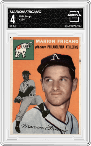 Marion Fricano from the 1954 Topps set graded by Arena Club and given an overall grade of 4.
