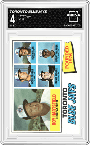 Toronto Blue Jays CL from the 1977 Topps set graded by Arena Club and given an overall grade of 4.
