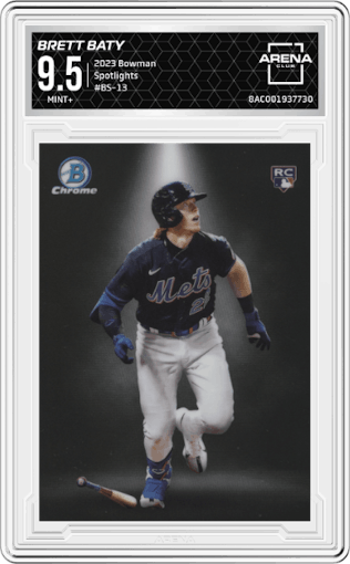 Brett Baty from the 2023 Bowman  set graded by Arena Club and given an overall grade of 9.5.
