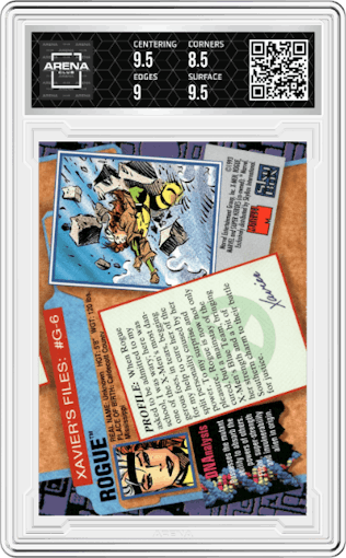 Rogue from the 1993 SkyBox X-Men Series 2 set graded by Arena Club and given an overall grade of 9.