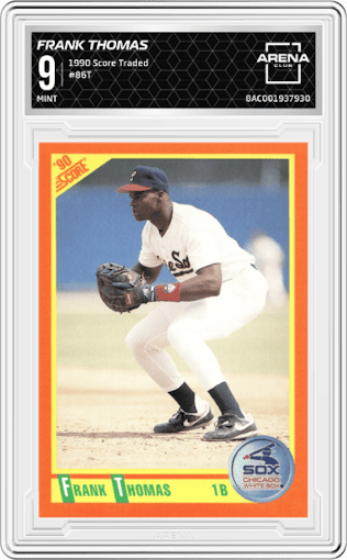 Frank Thomas from the 1990 Score Traded set graded by Arena Club and given an overall grade of 9.
