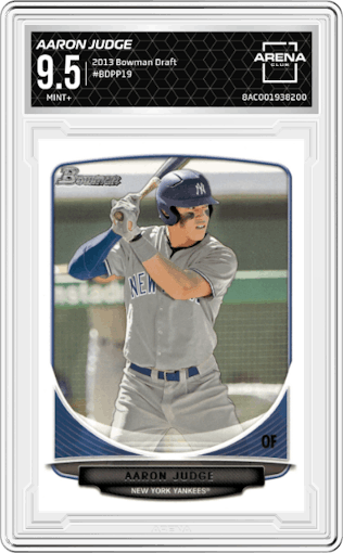 Aaron Judge from the 2013 Bowman Drafts Picks & Prospects set graded by Arena Club and given an overall grade of 9.5.