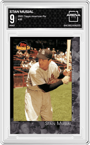 Stan Musial from the 2001 Topps American Pie set graded by Arena Club and given an overall grade of 9.