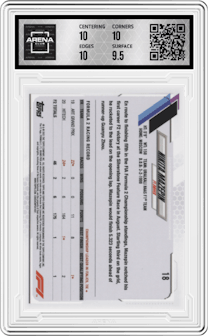 Nikita Mazepin from the 2021 Topps Chrome F1  set graded by Arena Club and given an overall grade of 10.
