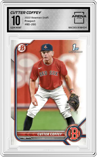  Cutter Coffey  from the 2022 Bowman Draft set graded by Arena Club and given an overall grade of 10.