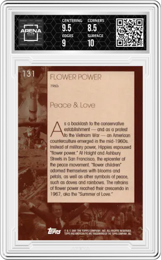 Flower Power from the 2001 Topps American Pie set graded by Arena Club and given an overall grade of 9.