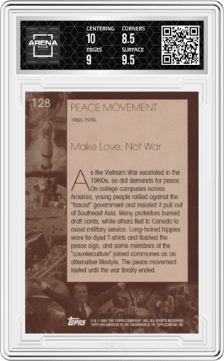 Peace Movement from the 2001 Topps American Pie set graded by Arena Club and given an overall grade of 9.