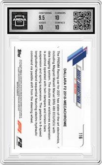 Robert Shwartzman  from the 2021 Topps Chrome F1  set featuring a Gold/Purple Refractor parallel graded by Arena Club and given an overall grade of 10.