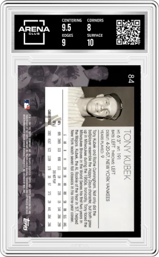 Tony Kubek  from the 2001 Topps American Pie set graded by Arena Club and given an overall grade of 8.5.