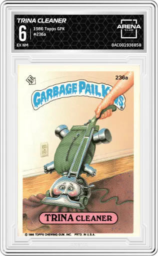 Trina Cleaner from the 1986 Topps Garbage Pail Kids set graded by Arena Club and given an overall grade of 6.