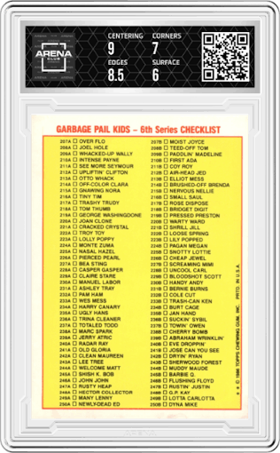 Hector Collector from the 1986 Topps Garbage Pail Kids set graded by Arena Club and given an overall grade of 6.5.