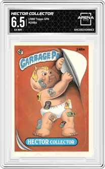 Hector Collector from the 1986 Topps Garbage Pail Kids set graded by Arena Club and given an overall grade of 6.5.