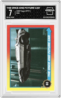 The Once and Future Car from the 1989 Topps Back to the Future Part II set graded by Arena Club and given an overall grade of 7.