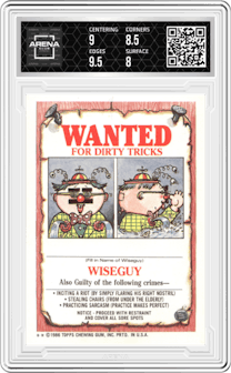 Duncan Pumpkin from the 1986 Topps Garbage Pail Kids set featuring a Var II parallel graded by Arena Club and given an overall grade of 8.5.