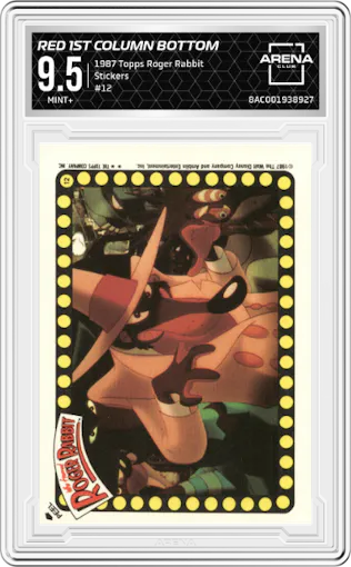 Red 1st column bottom from the 1987 Topps Who Framed Roger Rabbit  set graded by Arena Club and given an overall grade of 9.5.