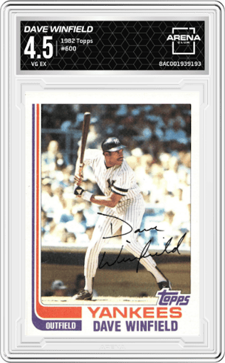 Dave Winfield from the 1982 Topps set graded by Arena Club and given an overall grade of 4.5.
