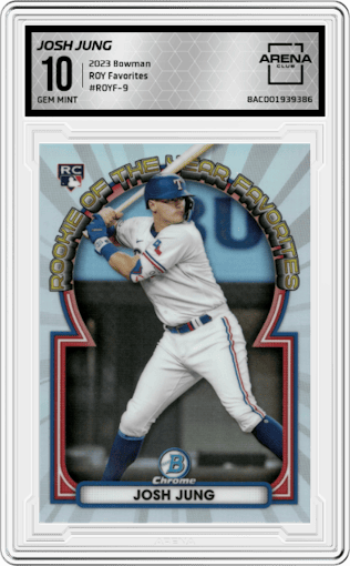 Josh Jung from the 2023 Bowman  set graded by Arena Club and given an overall grade of 10.