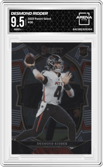 Desmond Ridder from the 2022 Panini Select set graded by Arena Club and given an overall grade of 9.5.