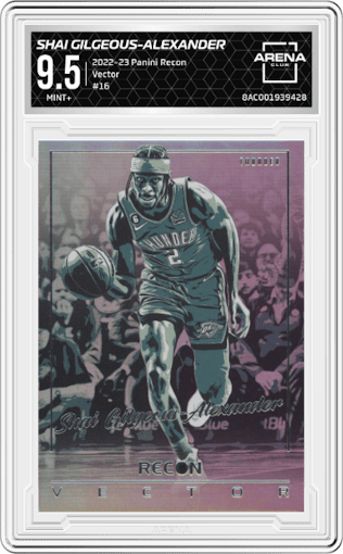 Shai Gilgeous-Alexander from the 2022-23 Panini Recon set graded by Arena Club and given an overall grade of 9.5.