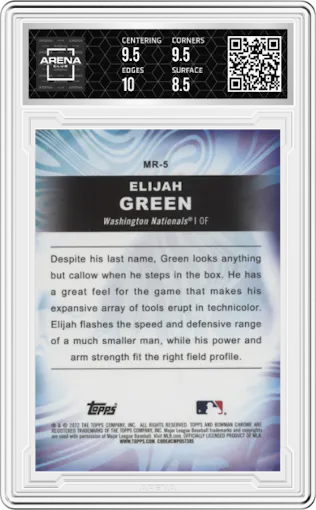  Elijah Green from the 2022 Bowman Draft set graded by Arena Club and given an overall grade of 9.