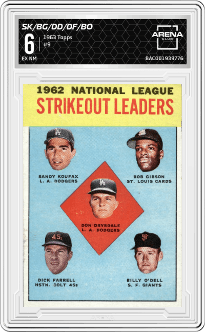 1962 NL Strikeout Leaders Don Drysdale/Sandy Koufax/Bob Gibson/Dick Farrell/Billy O'Dell