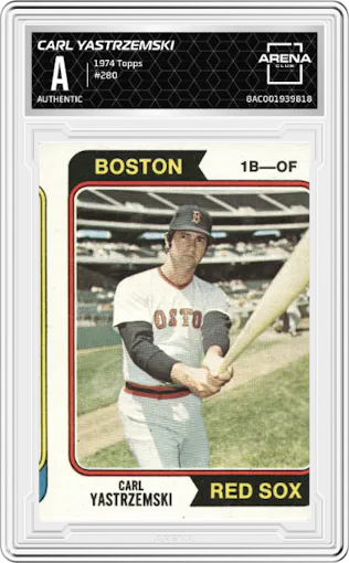 Carl Yastrzemski from the 1974 Topps set graded by Arena Club.