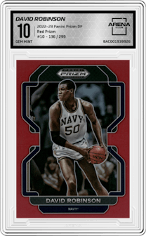 David Robinson from the 2022-23 Panini Prizm Draft Picks set featuring a Red Prizm parallel graded by Arena Club and given an overall grade of 10.