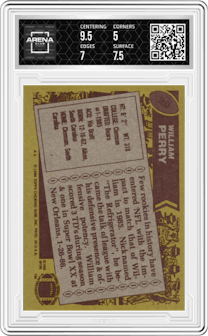 William Perry from the 1986 Topps set graded by Arena Club and given an overall grade of 5.5.