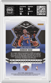  Derrick Rose from the 2021-22 Panini Mosaic  set graded by Arena Club and given an overall grade of 9.5.