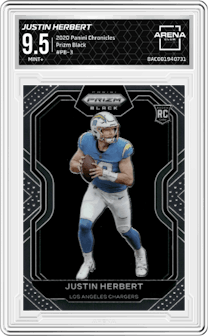 Justin Herbert from the 2020 Panini Chronicles set graded by Arena Club and given an overall grade of 9.5.