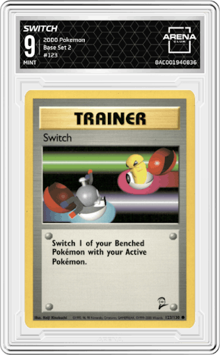 Switch from the 2000 Pokemon set graded by Arena Club and given an overall grade of 9.