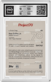 Ken Griffey Jr. from the 2021 Topps Project70 set graded by Arena Club and given an overall grade of 10.