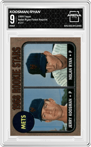 Jerry Koosman/Nolan Ryan from the 1999 Topps set graded by Arena Club and given an overall grade of 9.