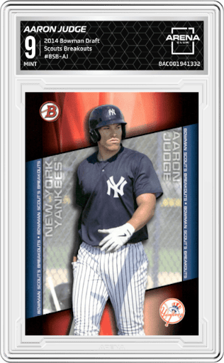 Aaron Judge from the 2014 Bowman Draft  set graded by Arena Club and given an overall grade of 9.