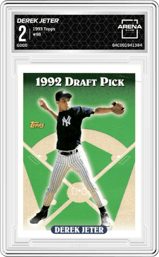 Derek Jeter from the 1993 Topps set graded by Arena Club and given an overall grade of 2.
