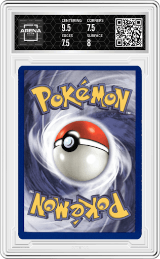 Dark Jolteon from the 2000 Pokemon set graded by Arena Club and given an overall grade of 8.