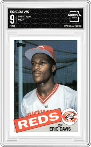 Eric Davis from the 1985 Topps set graded by Arena Club and given an overall grade of 9.