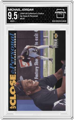 Michael Jordan from the 1994 Upper Deck Collector’s Choice set graded by Arena Club and given an overall grade of 9.5.