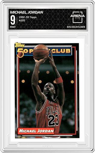 Michael Jordan from the 1992-93 Topps set graded by Arena Club and given an overall grade of 9.