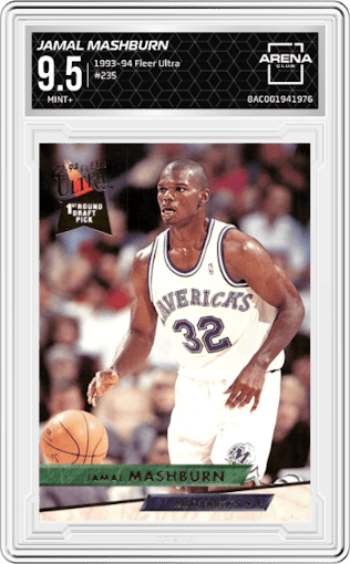 Jamal Mashburn from the 1993-94 Fleer Ultra set graded by Arena Club and given an overall grade of 9.5.