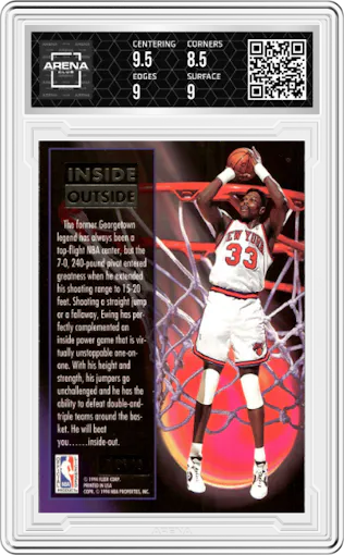 Patrick Ewing from the 1993-94 Fleer Ultra set graded by Arena Club and given an overall grade of 9.