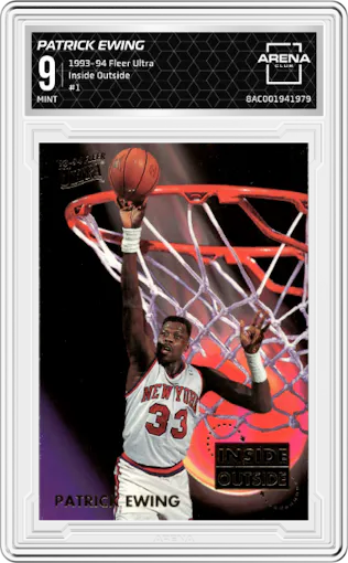 Patrick Ewing from the 1993-94 Fleer Ultra set graded by Arena Club and given an overall grade of 9.