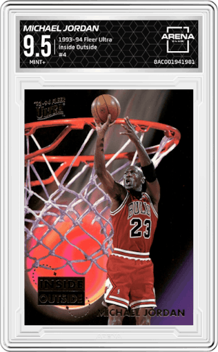 Michael Jordan from the 1993-94 Fleer Ultra set graded by Arena Club and given an overall grade of 9.5.