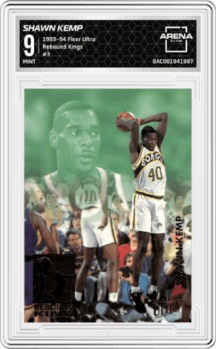 Shawn Kemp from the 1993-94 Fleer Ultra set graded by Arena Club and given an overall grade of 9.