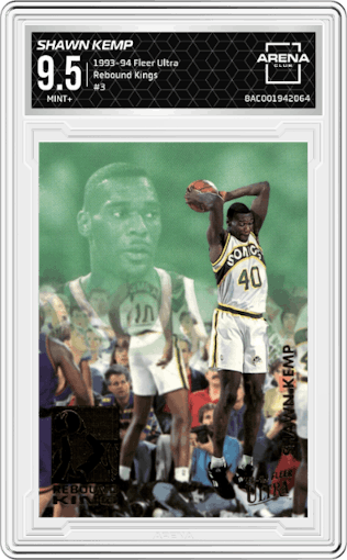 Shawn Kemp from the 1993-94 Fleer Ultra set graded by Arena Club and given an overall grade of 9.5.