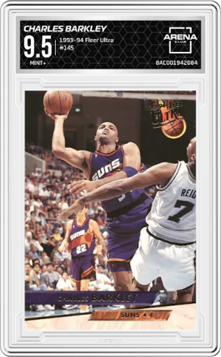 Charles Barkley from the 1993-94 Fleer Ultra set graded by Arena Club and given an overall grade of 9.5.