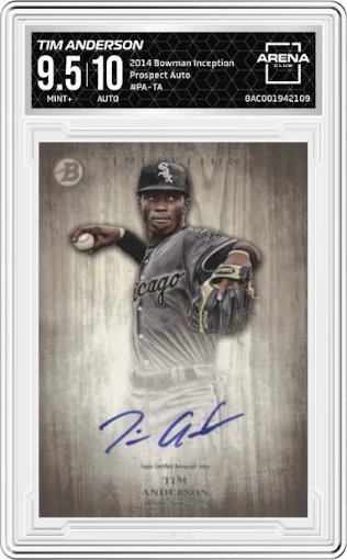 Tim Anderson from the 2014 Bowman Inception set graded by Arena Club and given an overall grade of 9.5.