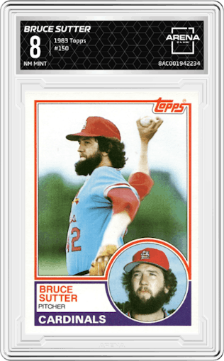 Bruce Sutter from the 1983 Topps set graded by Arena Club and given an overall grade of 8.
